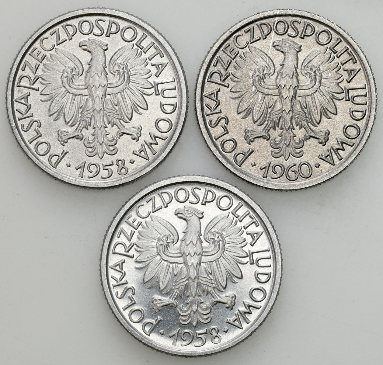 PRL. 2 złote 1958 i 1960, zestaw 3 monet  - PIĘKNE